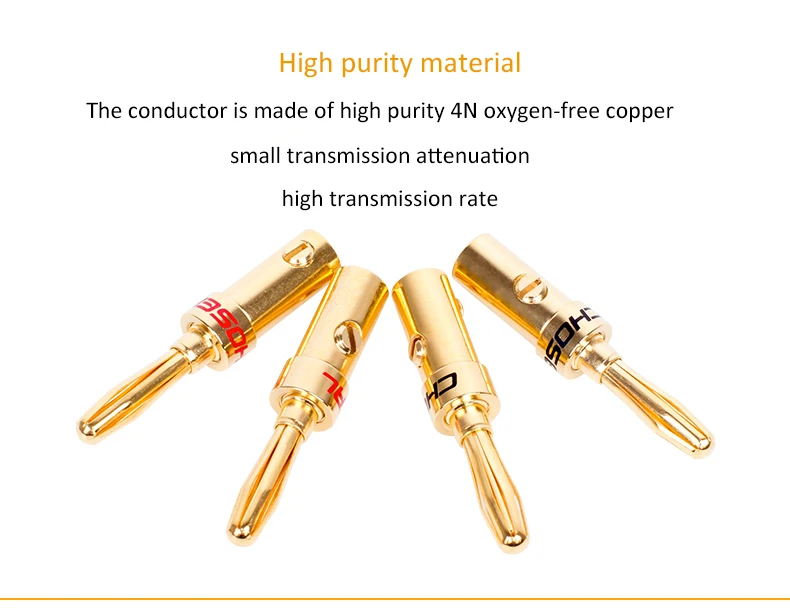  Choseal 8Pcs Banana Plugs DIY Speaker Cable Connector 24K Gold-Plated Banana Plug  Speaker Cable Audio Cable Connector   (10)