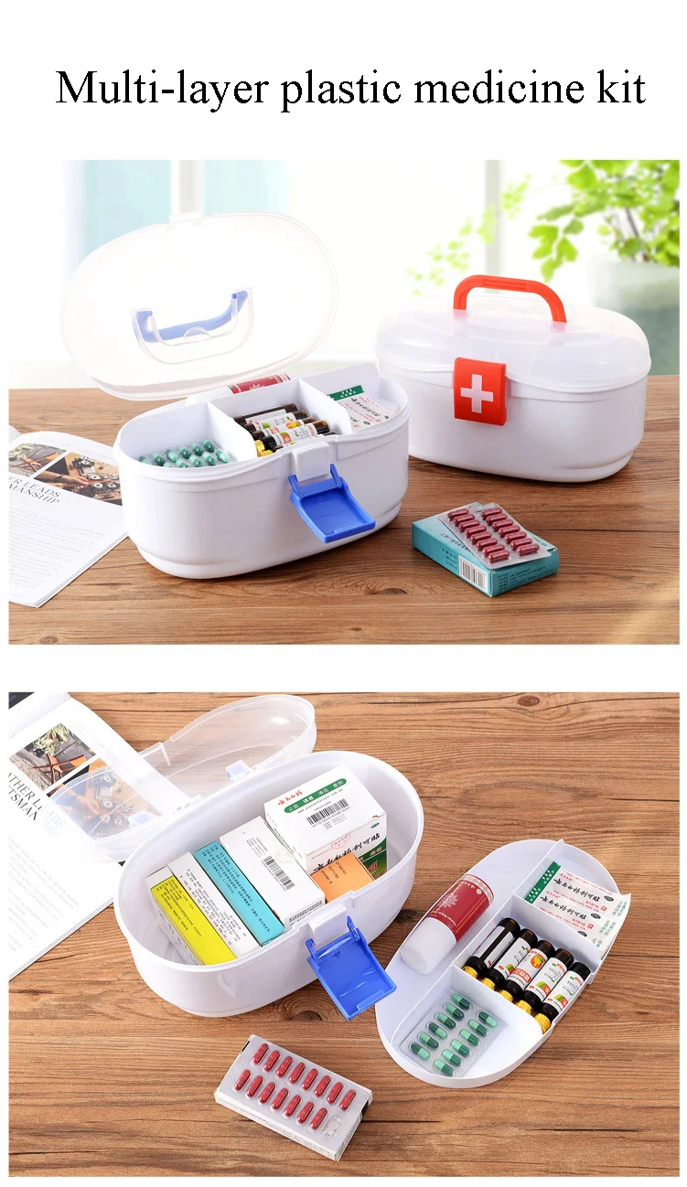 Пластиковая домашняя медицинская коробка, Семейная Аптечка, многоэтажная коробка для хранения лекарств, детский медицинский сундук