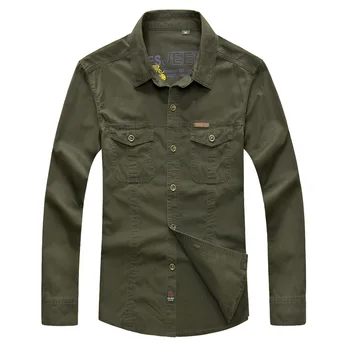 

AFS JEEP Brand Men Battlefie Military Vintage Shirts Uniform 100% Cotton Long Sleeve Shirt Camisas Shirts Plus Size M-5XL 8230