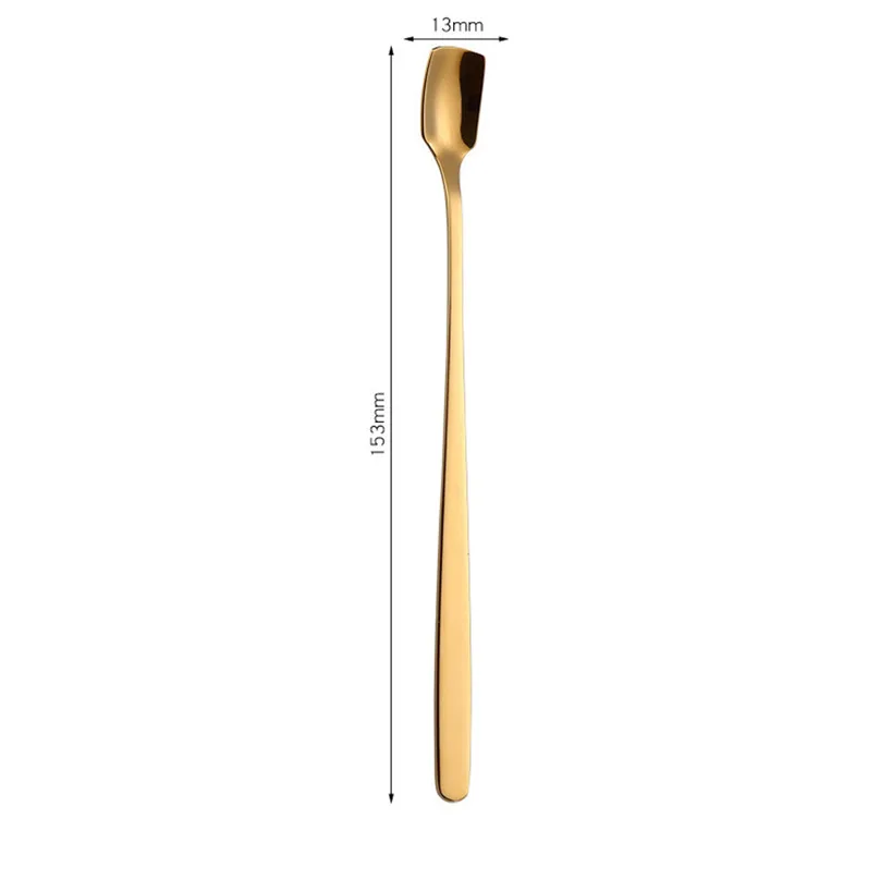 1pcs Colorful Spoon Long Handle Spoons Flatware Coffee Drinking Tools Kitchen Gadget Square Ice Spoon Drinking Tools #25d22 (7)