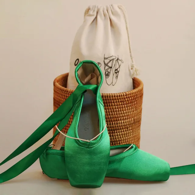 Green Shoes Women Ballet Dance Pointe Dance Shoes on