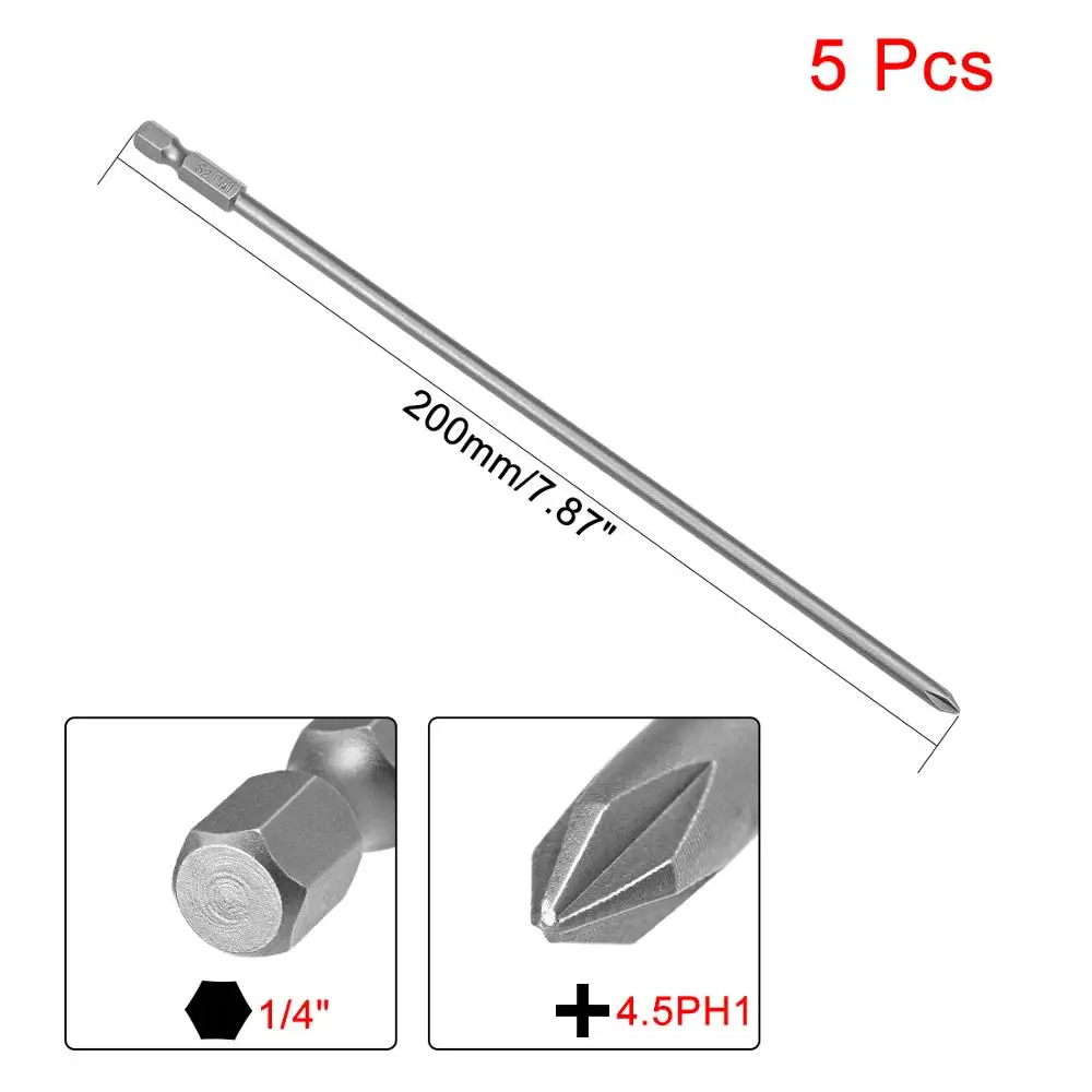 

UXCELL 5pcs/3pcs 1/4-Inch Hex Shank 200mm Length S2 Screwdriver Bits 6PH2 4.5PH1 4.5PH2 Phillips Magnetic Screw Driver