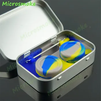 

RHS hot selling new concept silicone bho vaporizer 10ml oil container tin kit with dab tool and two 5ml small jar Free shipping