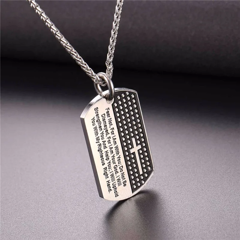 Collare серебро/золото Dog Tag крест ожерелье мужское с библейской военной 316L нержавеющей стали ювелирные изделия Хип-хоп крест ожерелье P103