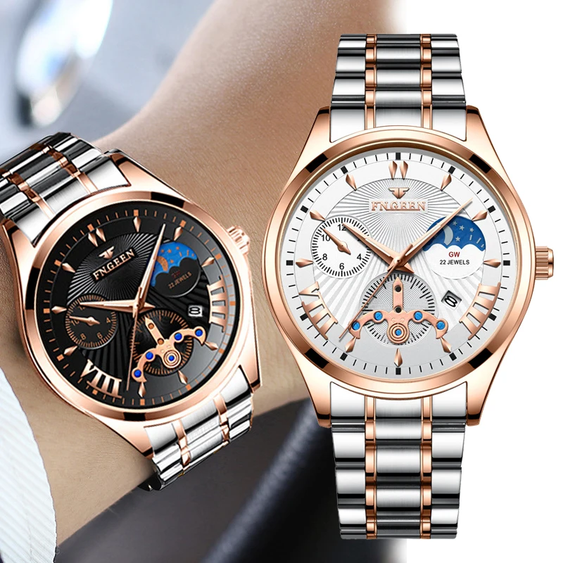 

2019 Luxury men's watches non mechanical watch waterproof luminous men watch genuine leather stainless steel fashion Male Clock