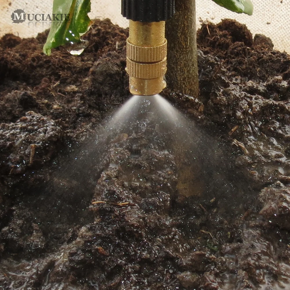 Garden sprinkler irrigation sprinklers drip irrigation sprinklers garden irrigation nozzle garden sprayer nozzles 15-250PCS Adjustable Copper Misting Nozzle w/ 4/7mm Plastic Tee Connector Brass Watering Irrigation Sprinkler Cooling Nozzle