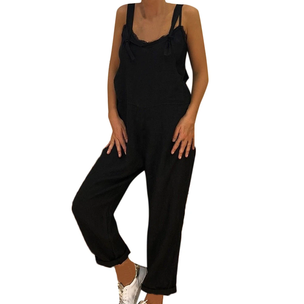 ladies black dungarees