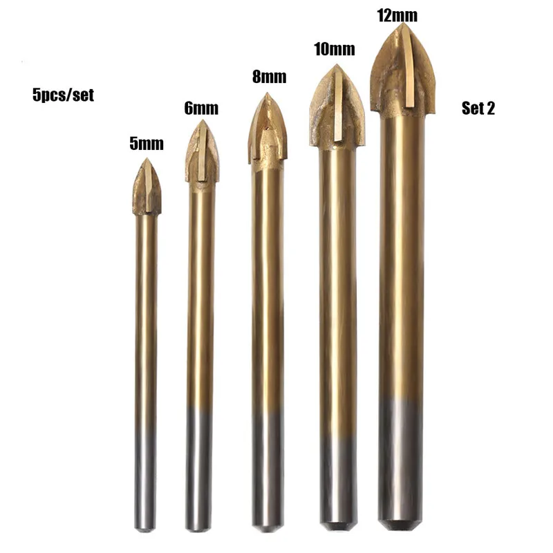 5, 6 штук в партии, Вольфрам карбида Стекло набор сверл сплав карбида точки с 4-мя поперечными краями и плитка для пола Стекло крест пикообразная головка сверла