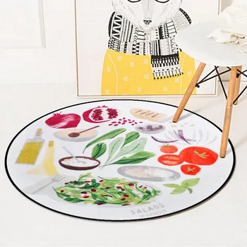

Funny Fruit Pattern Decorative Floormat Computer Chair Living Room Bedroom Round Carpet Rugs Non-Slip Tea Table Circle Carpets