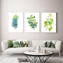 

Green Plants Leaves Canvas Painting Wall Art Canvas Prints Nordic Style Pictures for Living Room Office Home Decor Unframed