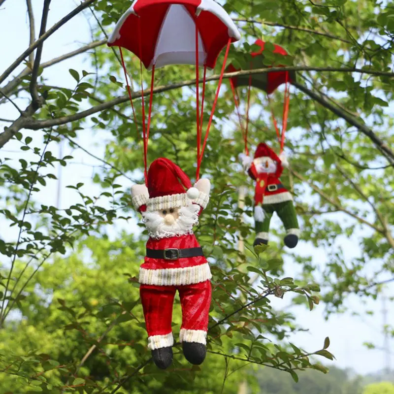 

2017 Christmas Home Ceiling Decorations Parachute 28cm Santa Claus Smowman New Year Hanging Pendant Christmas Decoration Tree