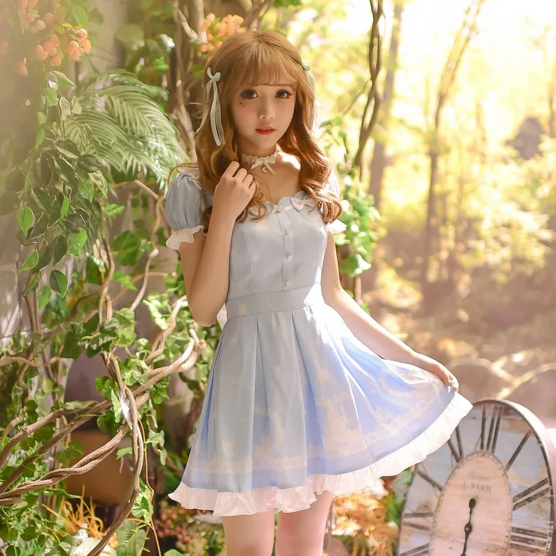 Candy Rain 2017 Spring Summer Women Vneck Floral Print Blue Chiffon