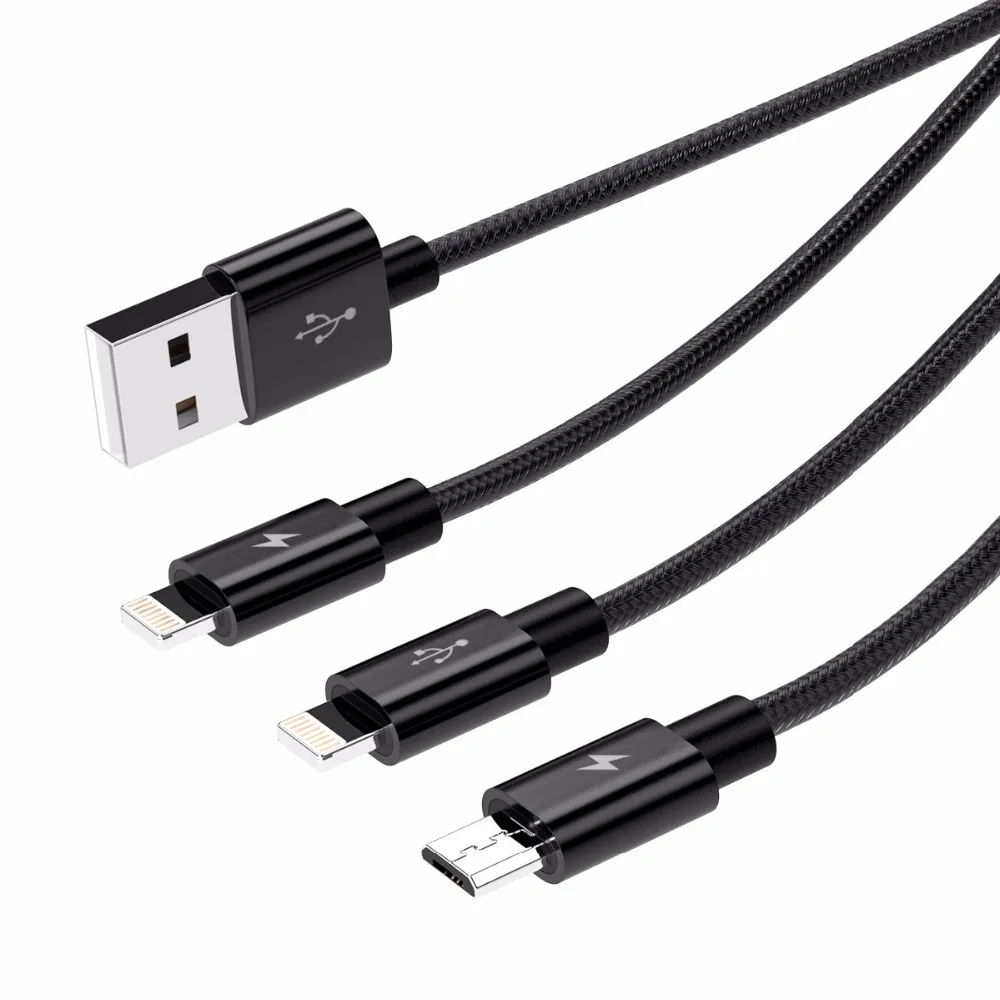 ORICO UTS3 3 в 1 USB кабель 3A Макс зарядки и передачи данных кабель для iPhone X 8 7 samsung Xiaomi huawei с 2 освещения и 1 микро B