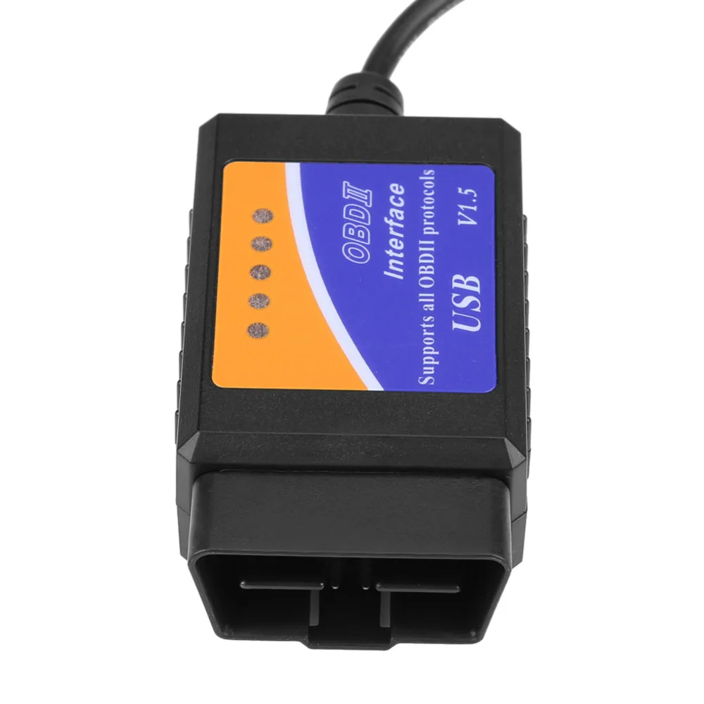 Автомобильный USB разъем V1.5 OBD2 Диагностический кабель интерфейс сканер инструмент для Honda Benz BMW Citroen Daihatsu Ford с CD драйверами