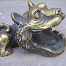 РЕДКИЕ Китай ХУДОЖЕСТВЕННОЙ Бронзы Резные Большая голова ТИГРА Животных пепельница ладан катушки курильница