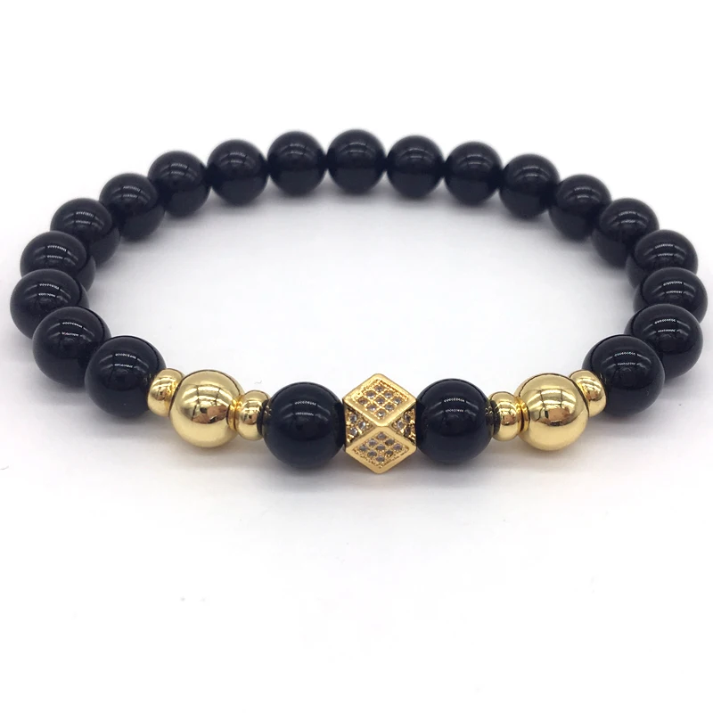 

NAIQUBE 2019 New Trendy 8mm Beads Bracelets Men Fashion Classic Beads Charm Bracelets For Men Jewelry Gift