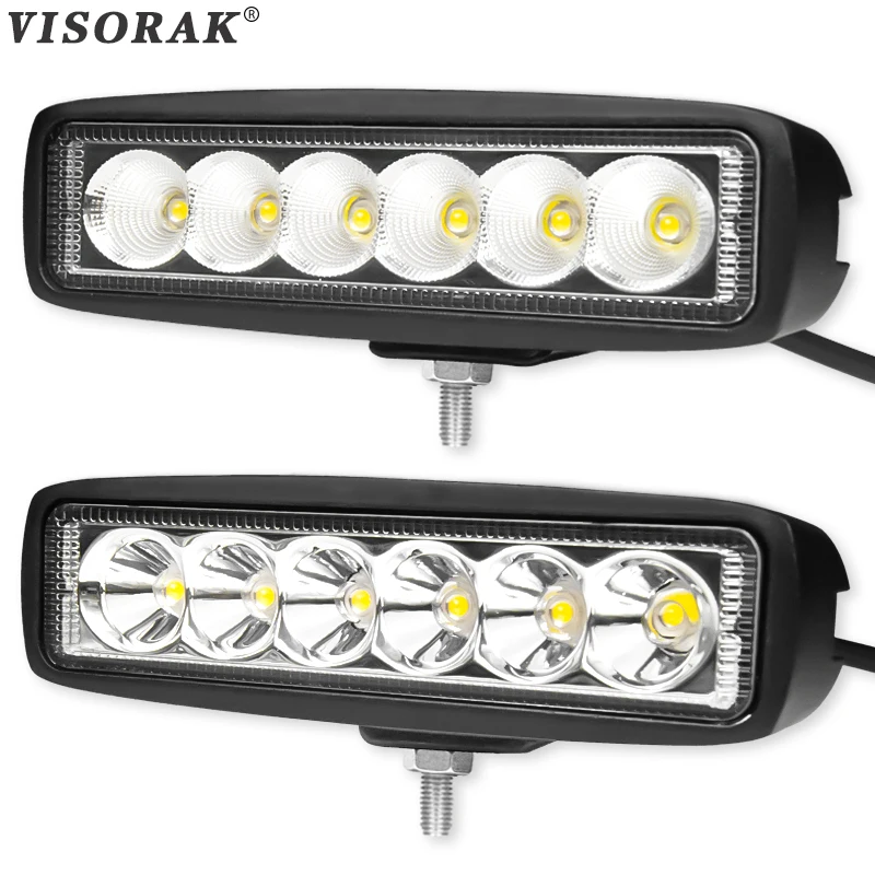 VISORAK 6 Inch 18W Spot Flood LED Work Light Bar 12V 24V LED Beams For