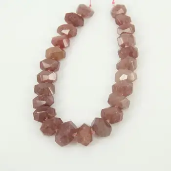 

Full Strand Natural Strawberry Quartz Faceted Nugget Loose Beads Necklace,Cut Drilled Raw Crystals Slab Beads Point Pendants
