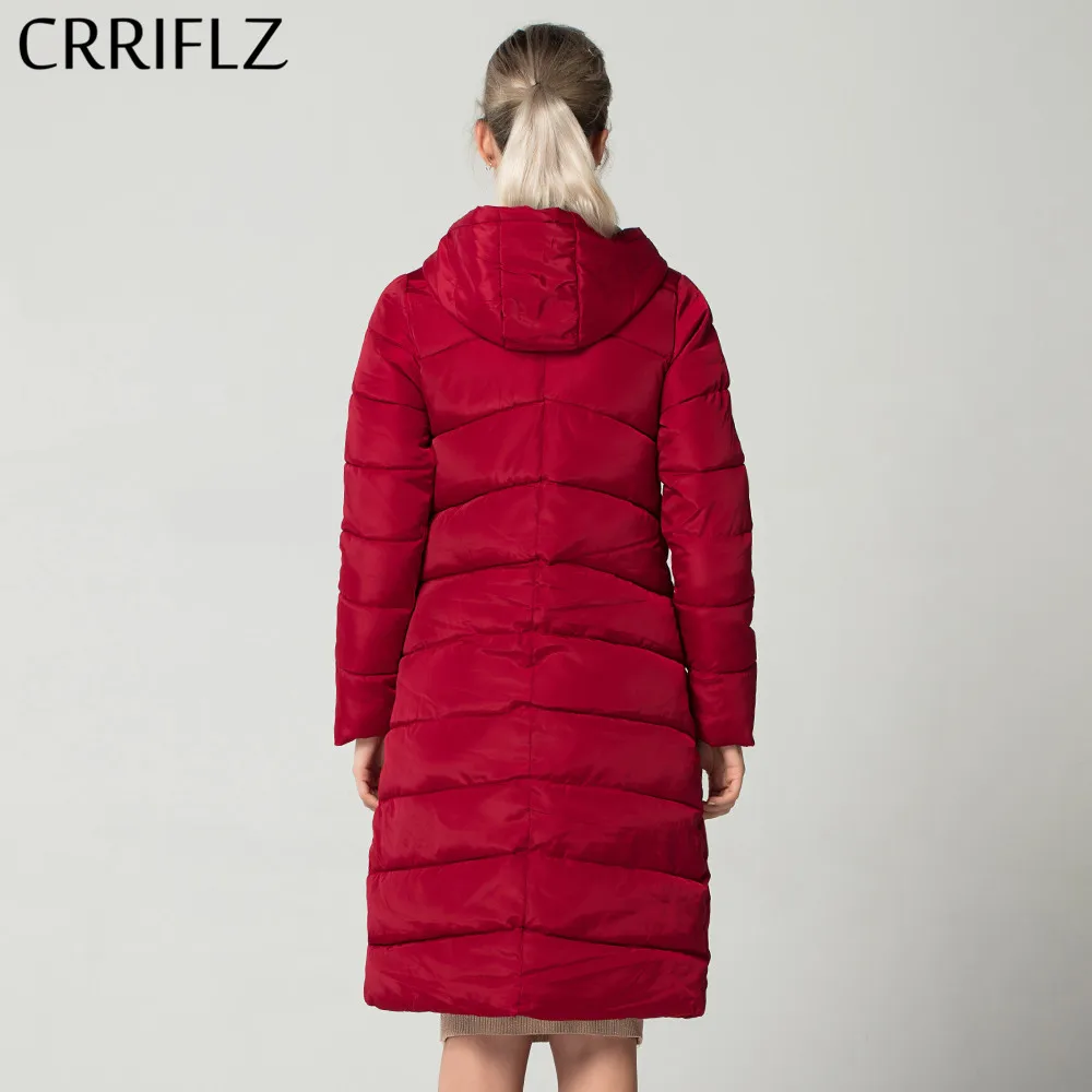 Crriflz Новый 2018 Зимняя коллекция Тонкий повседневные Длинные парки женские зимняя
