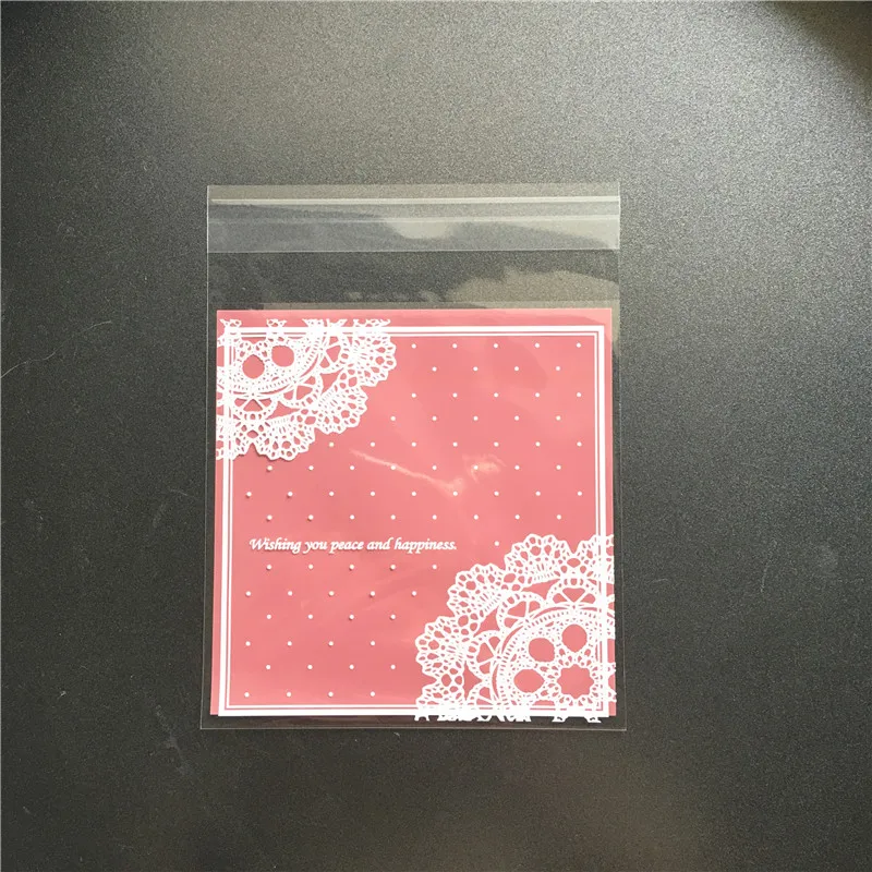 100 шт./лот 3 размера розовые кружева пластиковые самоклеющиеся печенья упаковочный мешочек для свадьбы конфеты подарок украшение мешок