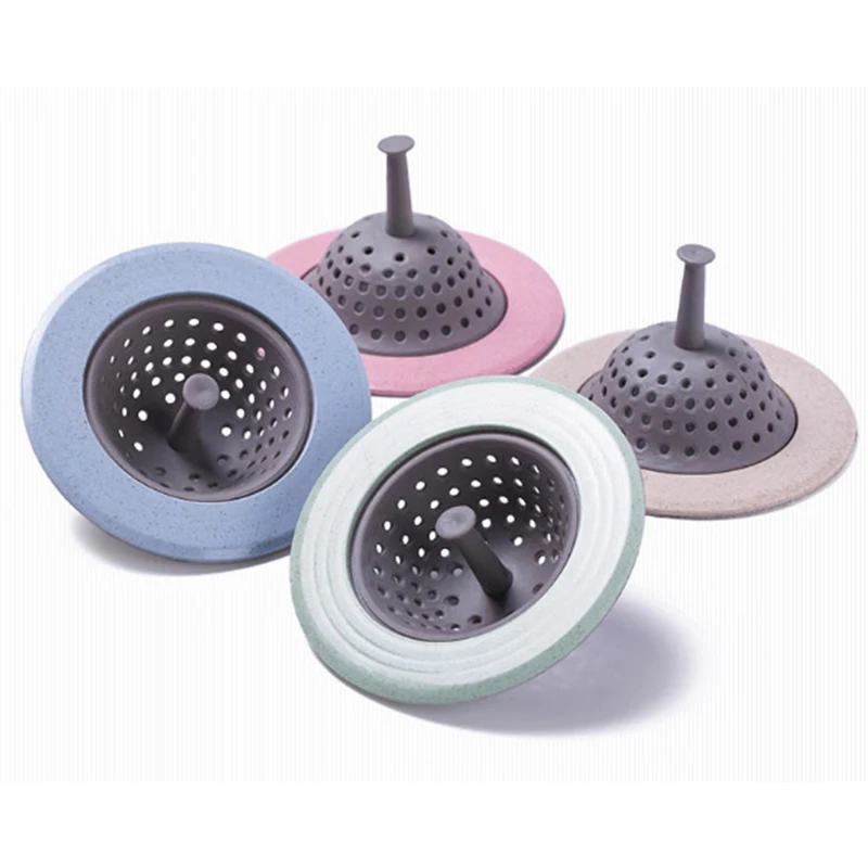 

1Pc Sink Strainer Silicone Wheat Straw Kitchen Bathroom Anti-blocking Tools Sink Drain Round Floor Drain Cover Plug Water Filter