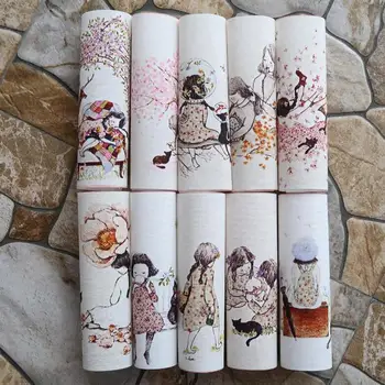 

Scoiry 15*15cm 10pcs/lot cotton canvas Fabric South Korea girl cat patchwork Cloth diy decora material Positioning cloth SL-112