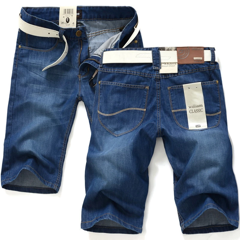 

Mens Zipper Fly Solid Shorts Jeans Summer Breathable Denim Trousers Male Straight Casual Fashion Denim Jeans AA60214