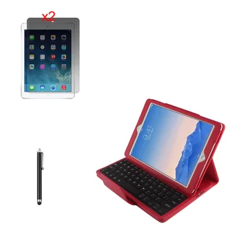 

Removable Wireless Bluetooth Russian/Spanish/Hebrew Keyboard Leather Case Stand+2*Clear Films+Stylus For Apple iPad Air 2 ipad 6