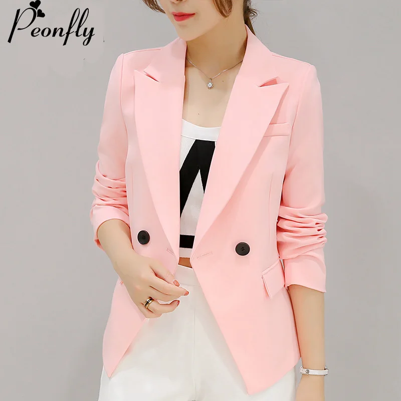 PEONFLY New Ladies Blazers Fashion Single Button Blazer Women Suit