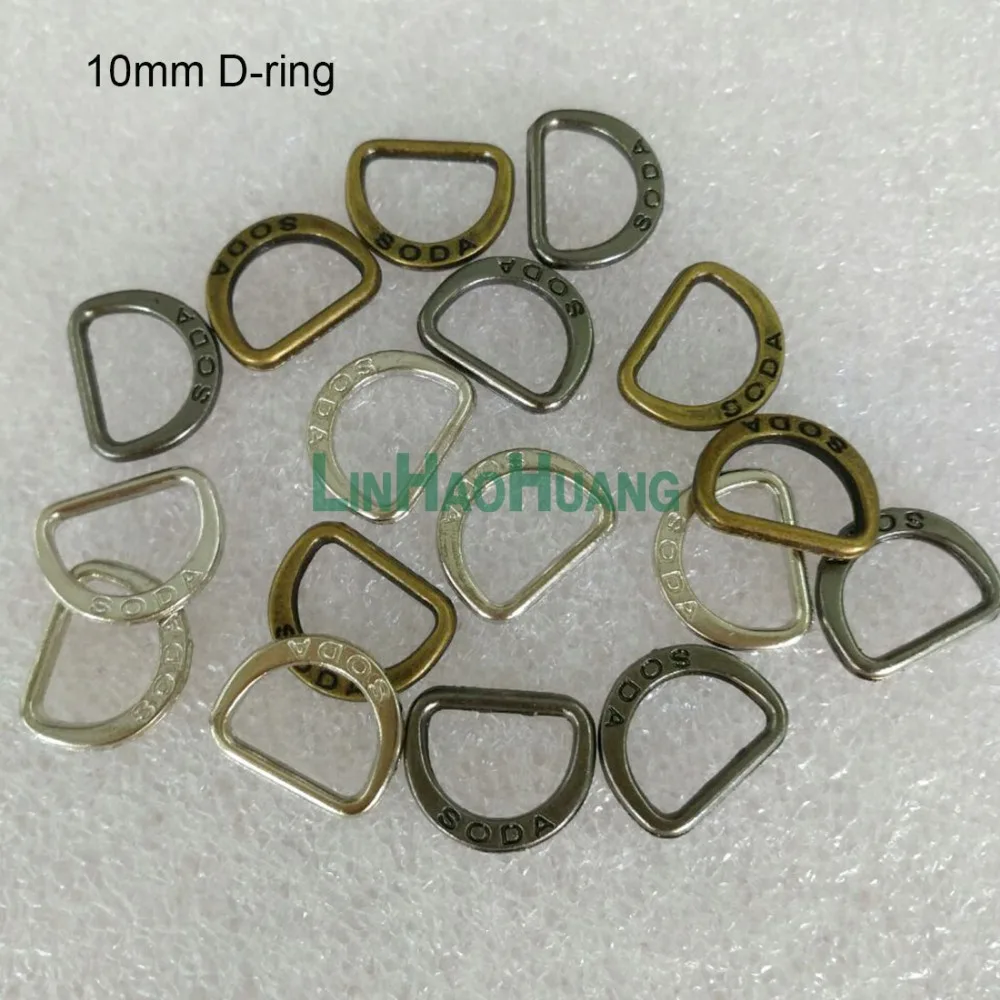 

Wholesale 100pcs/lot 10mm metal flat alloy D Dee Ring adjustable buckles for bag webbing strap 2017080601