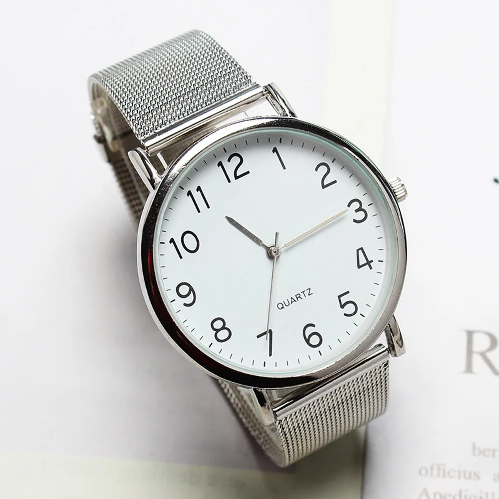 Новинка унисекс простые бизнес модные стальные полосы кварцевые наручные часы, Прямая поставка 0807