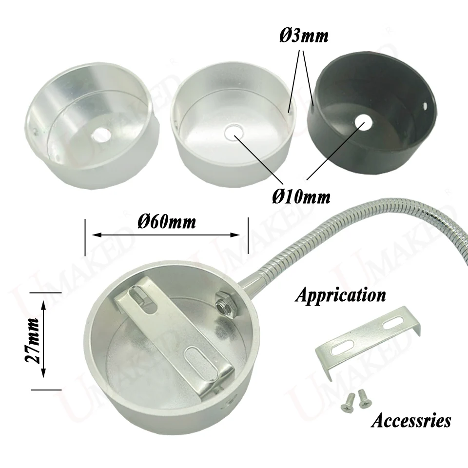 5 шт. свет База диаметр 60x27 мм свет держатель Шланг База случае Наборы DIY Accessaries Alumimun spotlight база M10 винт + выключатель + фиксированной