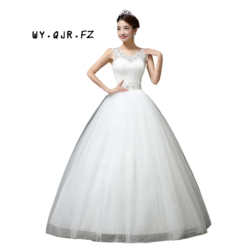 

LYG-H65#Ball Gown 2019 new dresses factory shoulder lace up flower shoulder customize plus size wholesale bride wedding dress