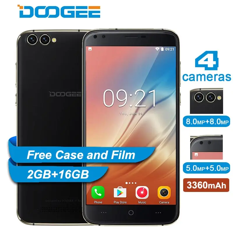 DOOGEE X30 Mobile phone Android 7.0 Quad Cameras 2x8.0MP