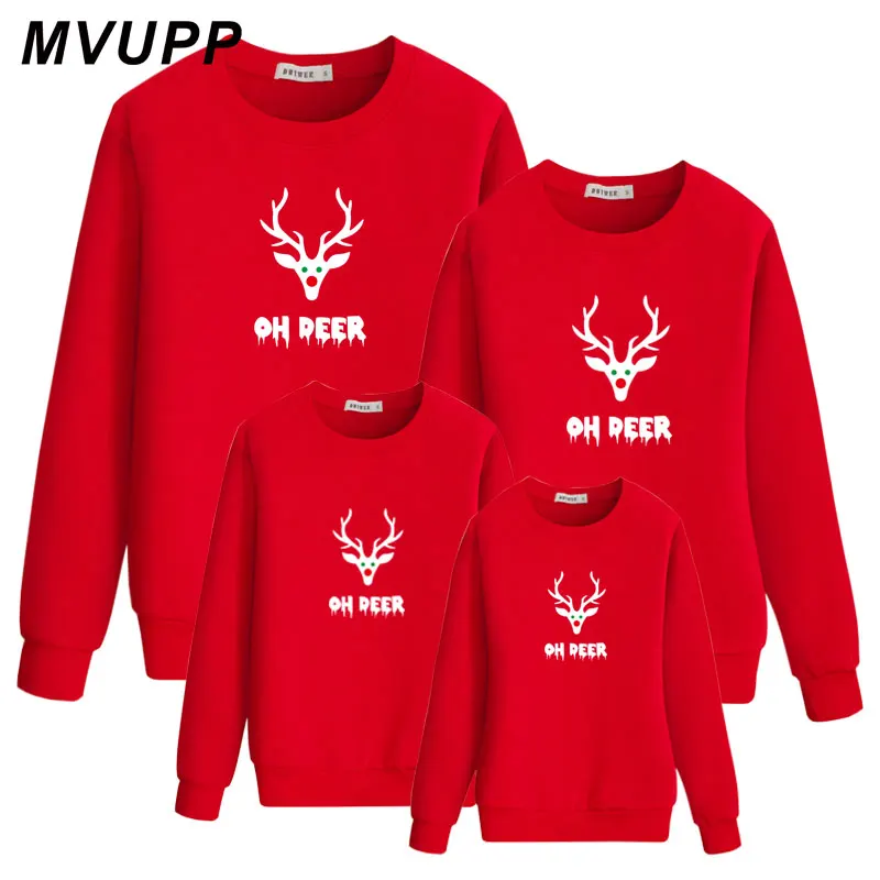 

Fashion Style christmas pajamas family Sweatshirt Tops Long Sleeve Xmas Sets Cartoon Deer Printing Winter hoodies baby costume