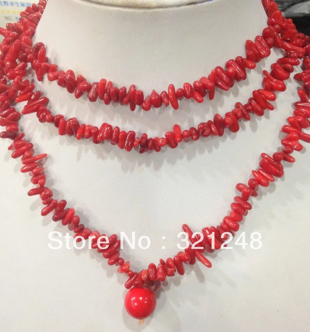 

Free shipping 4x10mm natural red branch chain coral necklace for women high grade party gifts diy jewelry making 48inch GE5311