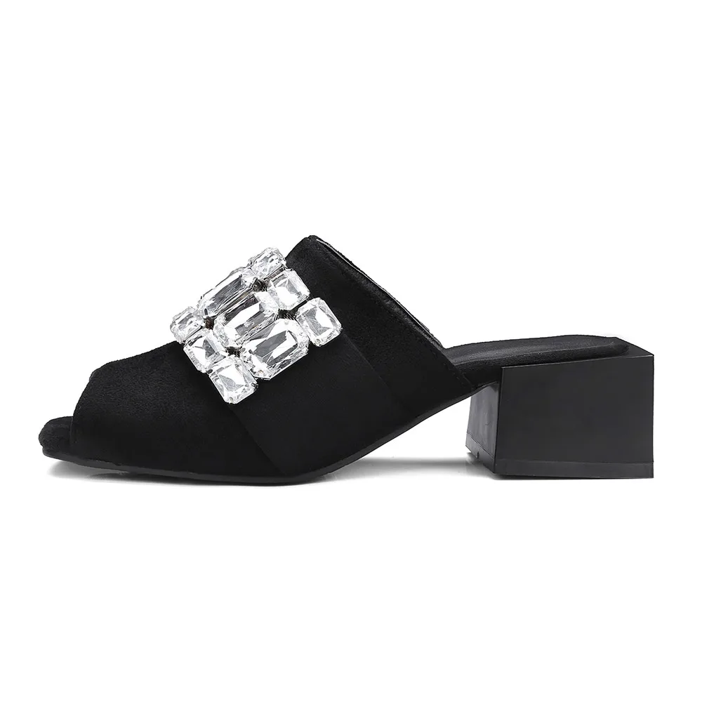 

Dropshipping Shoes Women 2018 Summer Women Sandals Open Toe Crystal Ladies Slippers Rhinestone Slides Yellow Black Plus Size 43