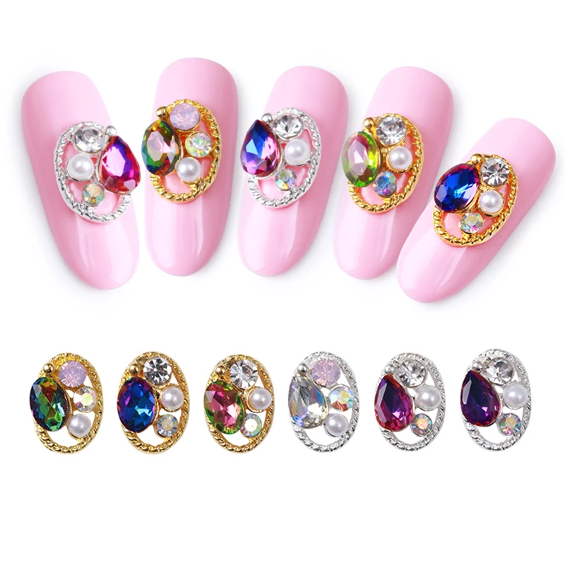 

10pcs Japanese Retro Rhinestone Diamond Gems AB Crystal Glitter Nail Art Decoration 3D Metal Glitter Crystal Colorful Nail Gems