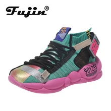 Fujin/; женская спортивная обувь на плоской вулканизированной платформе; повседневная обувь для женщин; дышащая спортивная обувь высокого качества для женщин