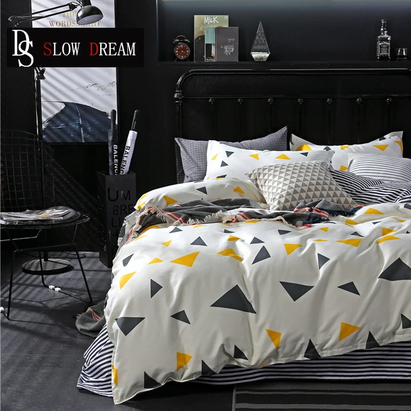 

SLOWDREAM Geometry Bedding Set Double Linens Flat Sheets Nordic Bedspread Duvet Cover Comforter Adult Queen King Bed Linen Set