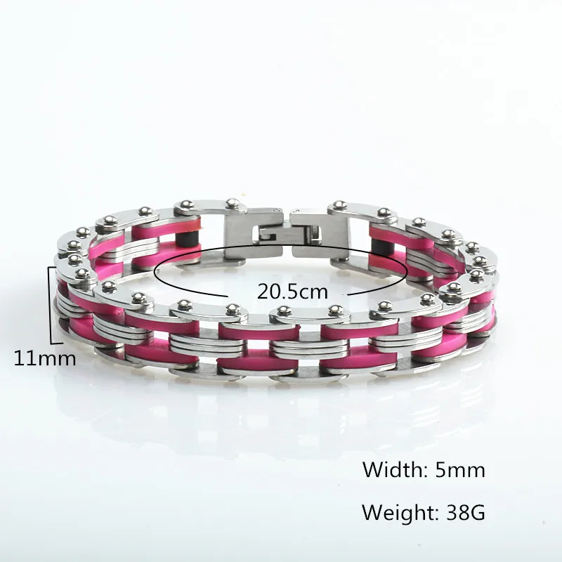 

Men Silver Stainless Steel Link Chain Bracelets & Bangles Men's Cuff Wristband Biker Motorcycle Black Silicone Bracelet