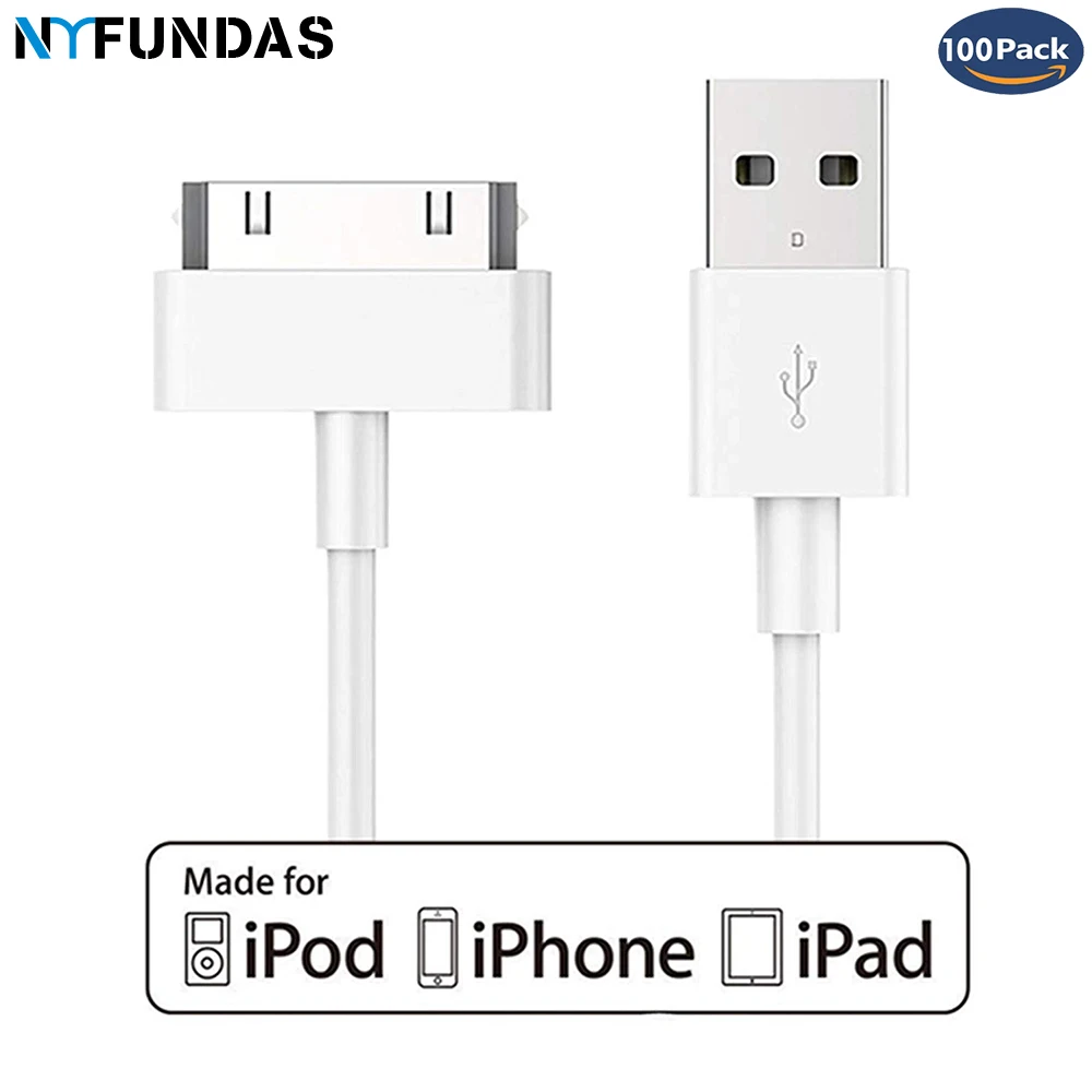 NYFundas-cable de carga de datos usb para iphone 4, 4s, ipod nano, ipad 2, 3, iphone 4 s, 1m, kabel, 100 Uds. - AliExpress Teléfonos y telecomunicaciones