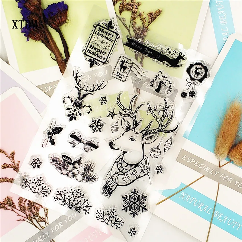 

Hot selling Meet the elk transparent clear stamp / silicone seal roller stamp DIY scrapbook album / card production