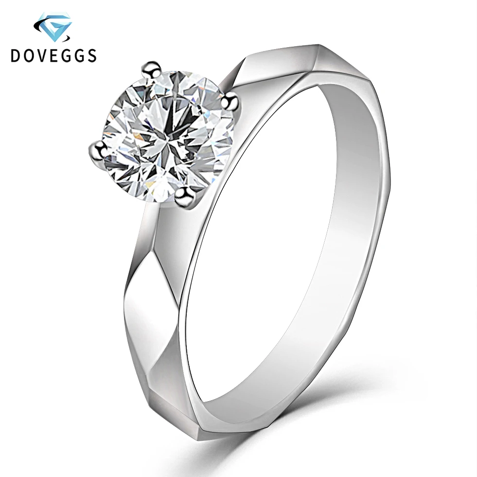 

DovEggs 14K 585 White Gold Solitaire Ring 1ct Carat 6.5mm F Color Moissanite Diamond Engagement Rings For Women Wedding