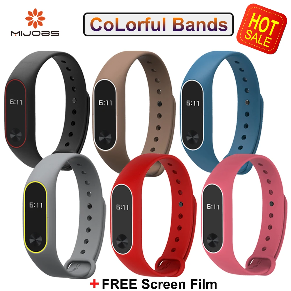 Оригинальный браслет Mijobs Mi Band 2 для Xiaomi сменный Цветной силиконовый ремешок