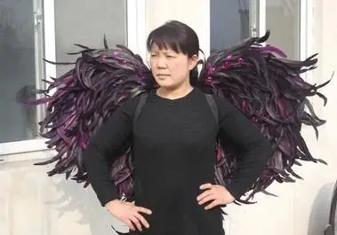 

COOL!Fashion the latest model catwalk stage performance show large size 100%high quality fashion classic feather devil wing
