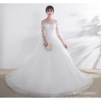 

Wedding Dress Half Sleeve Bridal's Gowns Lace Princess Bridal Ball Gown Scoop Neck Appliques wedding dress Vestido de noiva