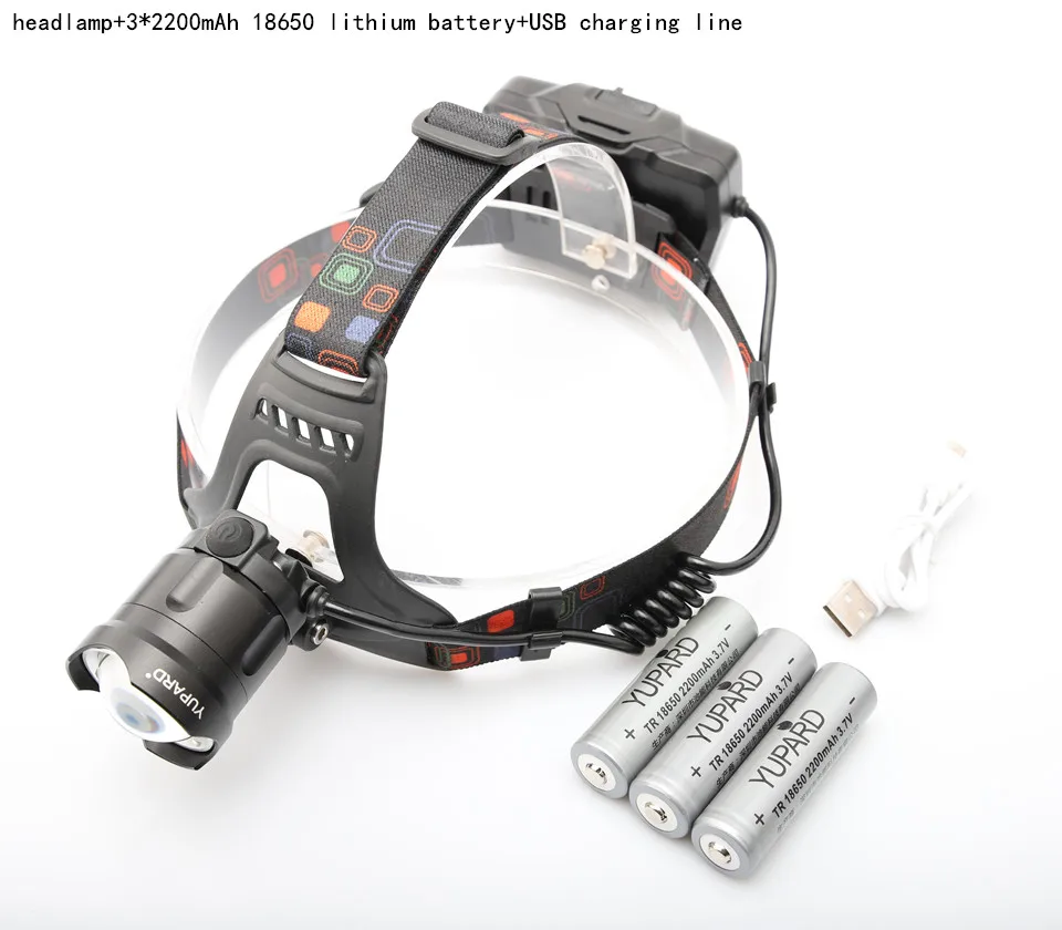 Открытый Кемпинг портативный High Powe XHP 50 светодиодный налобный фонарь USB зарядка рыболовные фары Zoom лампа водонепроницаемый фонарик налобный фонарь - Испускаемый цвет: with 3batteries