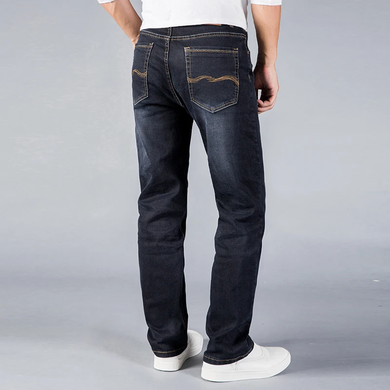 2017 мужские свободные мужские джинсы из денима тонкие прямые джинсы талия молодых людей прямые джинсы высокое стрейчевое большого размера 42