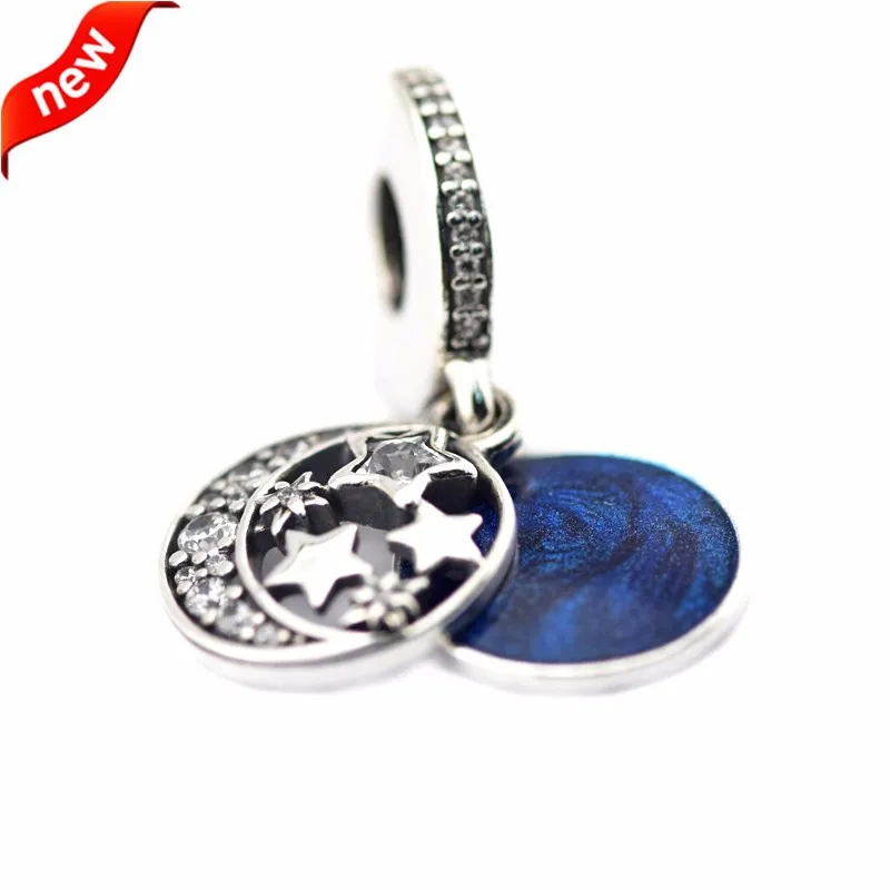 

CKK Silver 925 Jewelry Vintage Night Sky Dangle Charms Sterling Silver Bead Charm Fits Pandora Bracelet Beads for Jewelry Making